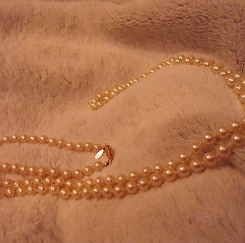 Long Signed Napier Faux Pearl Necklace
